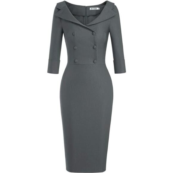 Women's Classic Vintage Sweetheart Tea Dress Gray